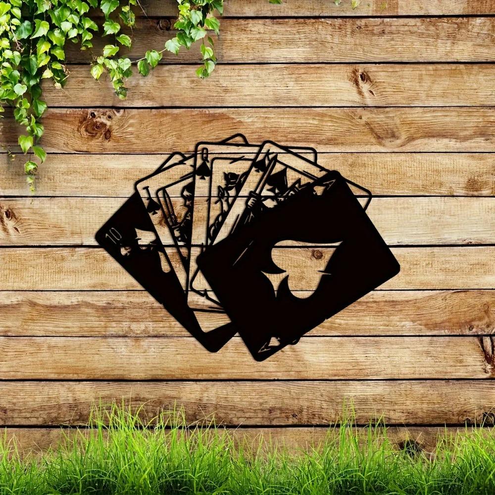 Modern Metal Wall Art - Poker Theme Pattern, Stylish Wall Hanging for Bathroom, Home Office, and Various Wall Décor Needs