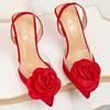 Summer Women's Pointed Toe High Heels Sandals with Elegant Rose Decorations Shoes for Evening Parties Wedding Shoes
