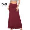 Женская юбка с высокой талией, юбка макси с запахом на бедрах, однотонная юбка длиной до щиколотки, домашняя повседневная вечерняя юбка для отдыха