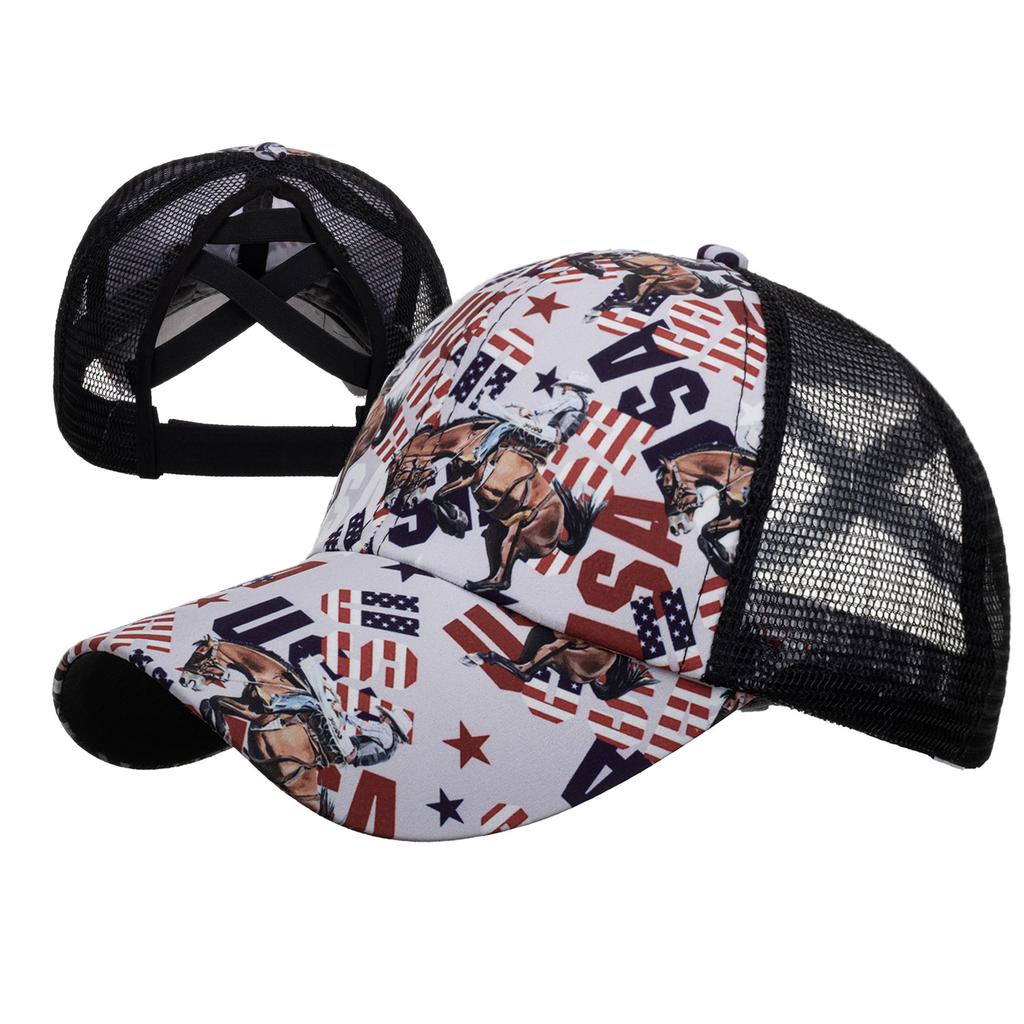 New USA Cross Mesh Cap Baseball Cap Women's Visor