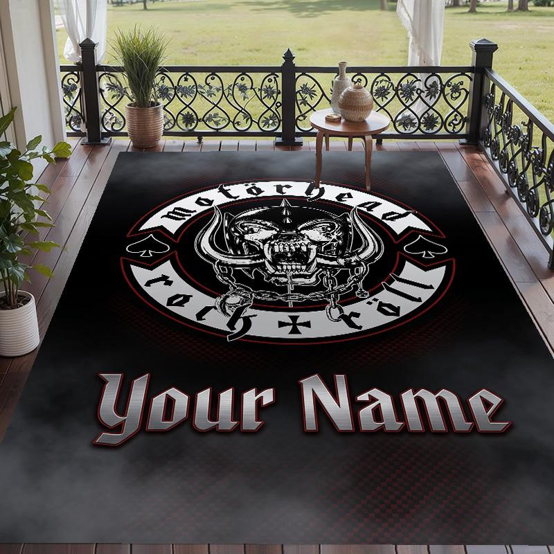 Custom Text Printed Rug Motorhead Non Slip Floor Carpet For Home Room Decor