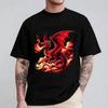 Mythical Red Dragon Breathes Fire On Clouds T Shirt