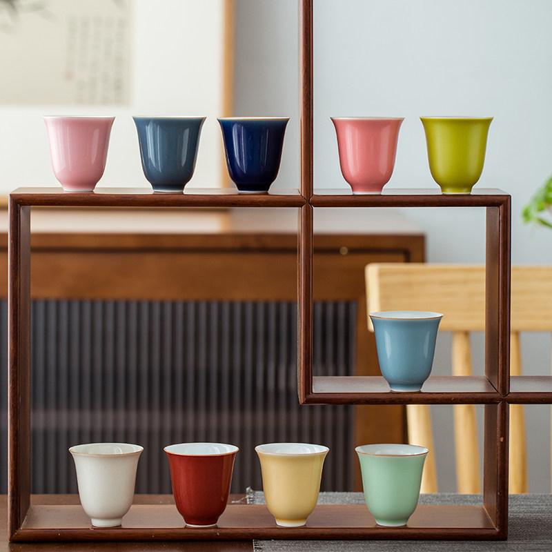 Raw ore color glaze handmade tea cup offering red master single cup smelling cup high temperature kung fu tea set teacup