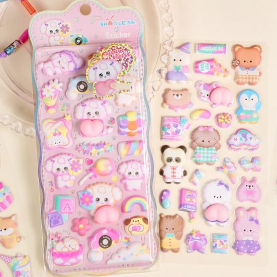 3D Сквиши Наклейки с Попками Милые Наклейки с Попками Животных Мультяшные Наклейки с Пушистыми Щенками и Котиками для Скрапбукинга DIY Проектов Украшение для Блокнота Чехла Телефона