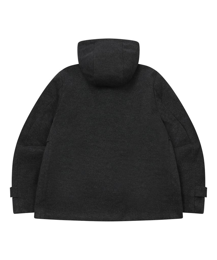 Mucent [Pin Badge Included] Molen Flap Hooded Duffle Short Coat Unisex (2 Colors)
