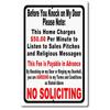Soliciting Sign Funny Metal for Door House Yard Sign, Novelty Home Decor Signs