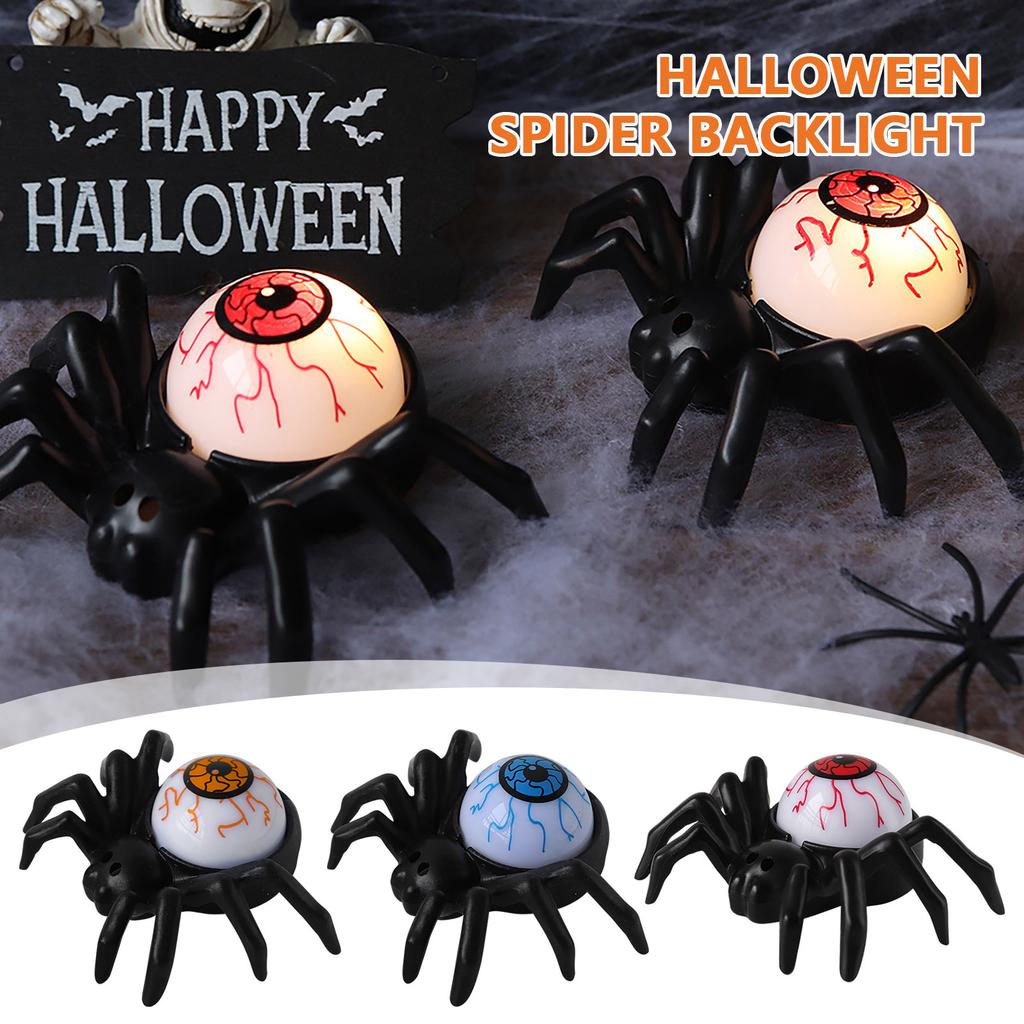 Halloween Eyeball Lamp Spider Back Popping Eyeball Candle Light Party Atmosphere Decoration Supplies Led