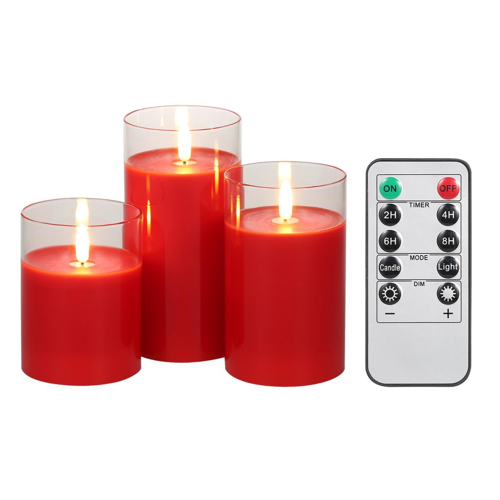 3PCS Flickering Flameless Candle Lights Kit with Controller Dynamic& Constant Bright Lighting