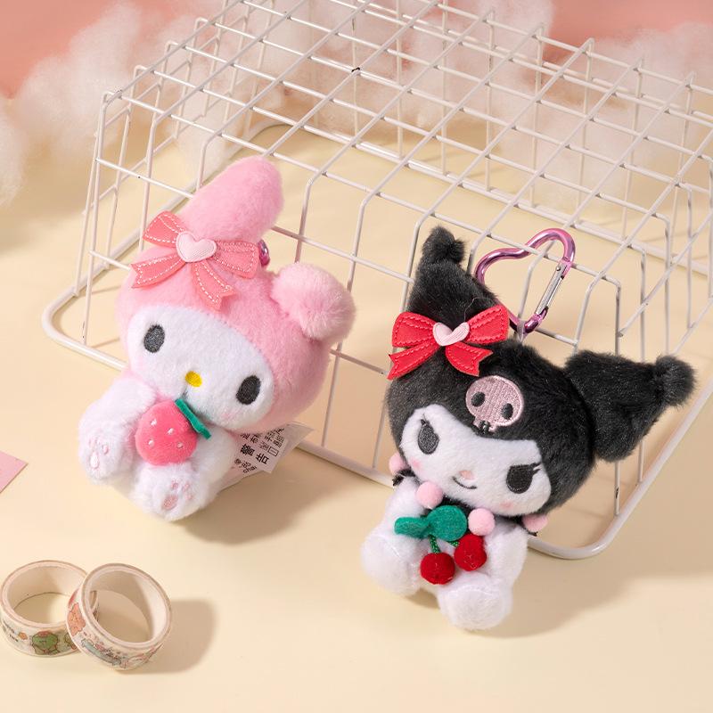 12cm Genuin Sanrio My Melody Kuromi Cinnamoroll Kt Cat Plush Toy Anime Stuffed Animals Keychains Small Pendant Backpack Hangings