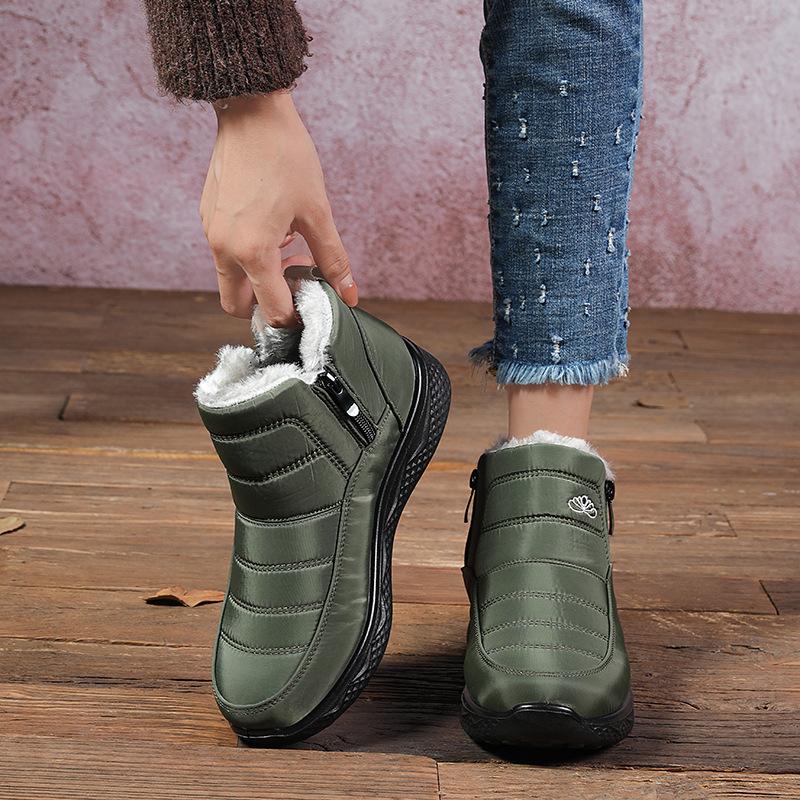 Snow Boots Women's Plus Size Plus Velvet Thick Cotton Shoes Warm Mid-tube Boots Waterproof