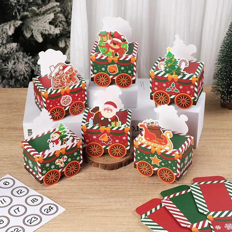 24 шт. Рождественские пустые коробки для адвент-календаря, Рождественский обратный отсчет, DIY, Рождественский подарок, Конфетные коробки, Новый год 2025, Рождественское украшение