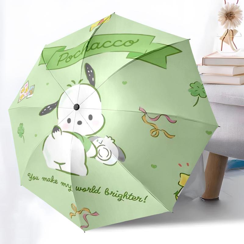 1pc Lively Pochacco Durable Cartoon Folding Umbrella, Portable 3-Fold Compact Umbrella for Men and Women, Suitable for Travel or Daily Use.S047