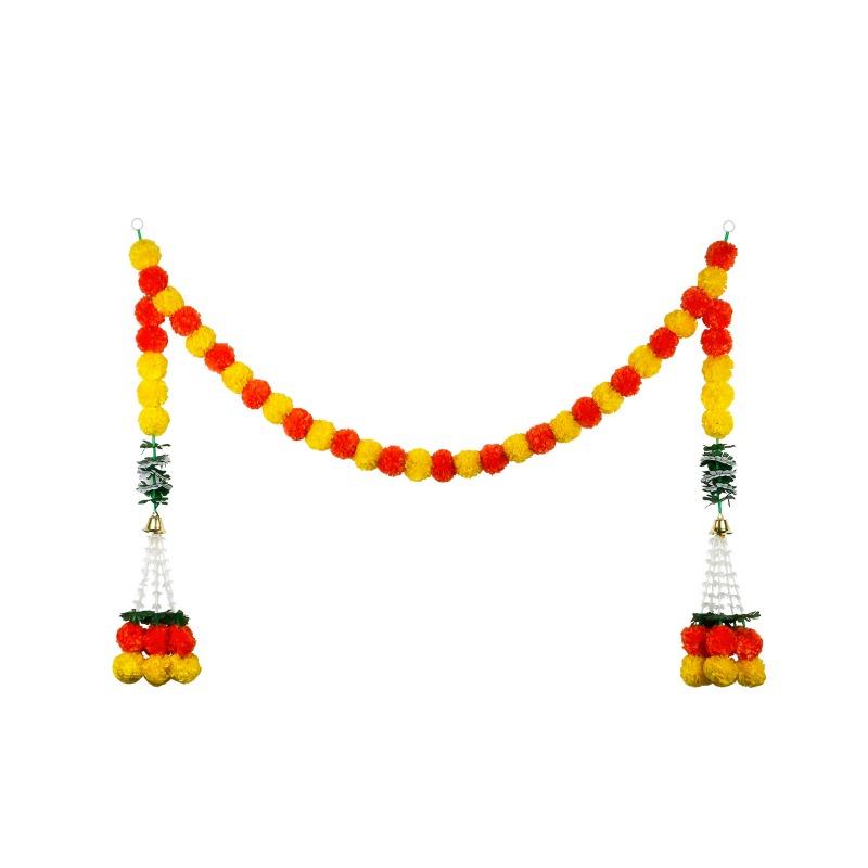 1 шт. Гирлянда из бархатцев Дивали 150 см Пластиковые нити для алтаря Дня мертвых Декор для вечеринки на Хэллоуин Память об умерших