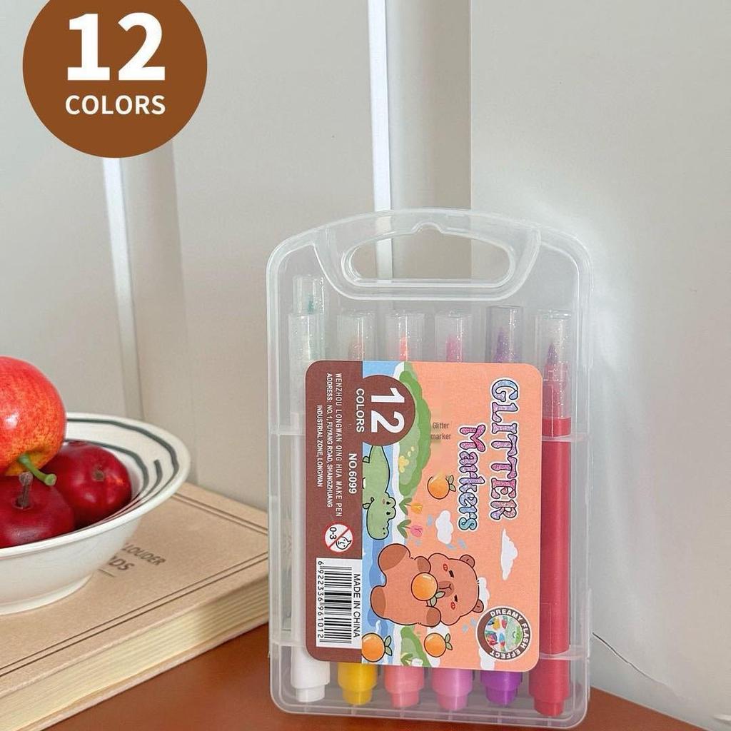 Cross-Border Cartoon Capybara Glitter Metal Brush Pen - Triangle Barrel & Soft Tip