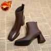 Fashion Work Women's Ankle Boots Leather Brown Heeled Short Shoes for Woman Very High Heels Footwear Booties Black Designer Luxury Sale
