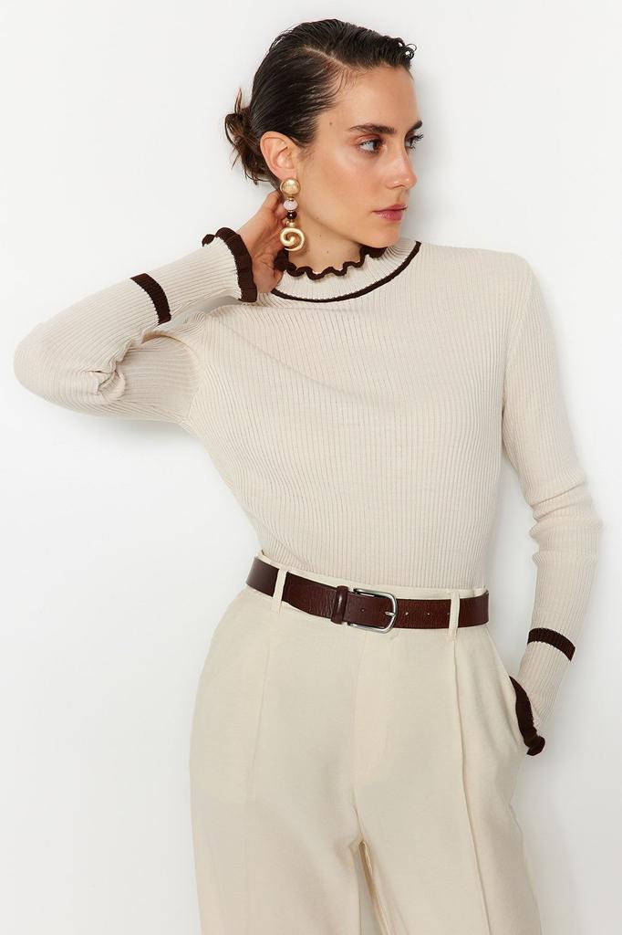 Женский свитер в элегантном стиле, трикотаж с цветными блоками, свитер