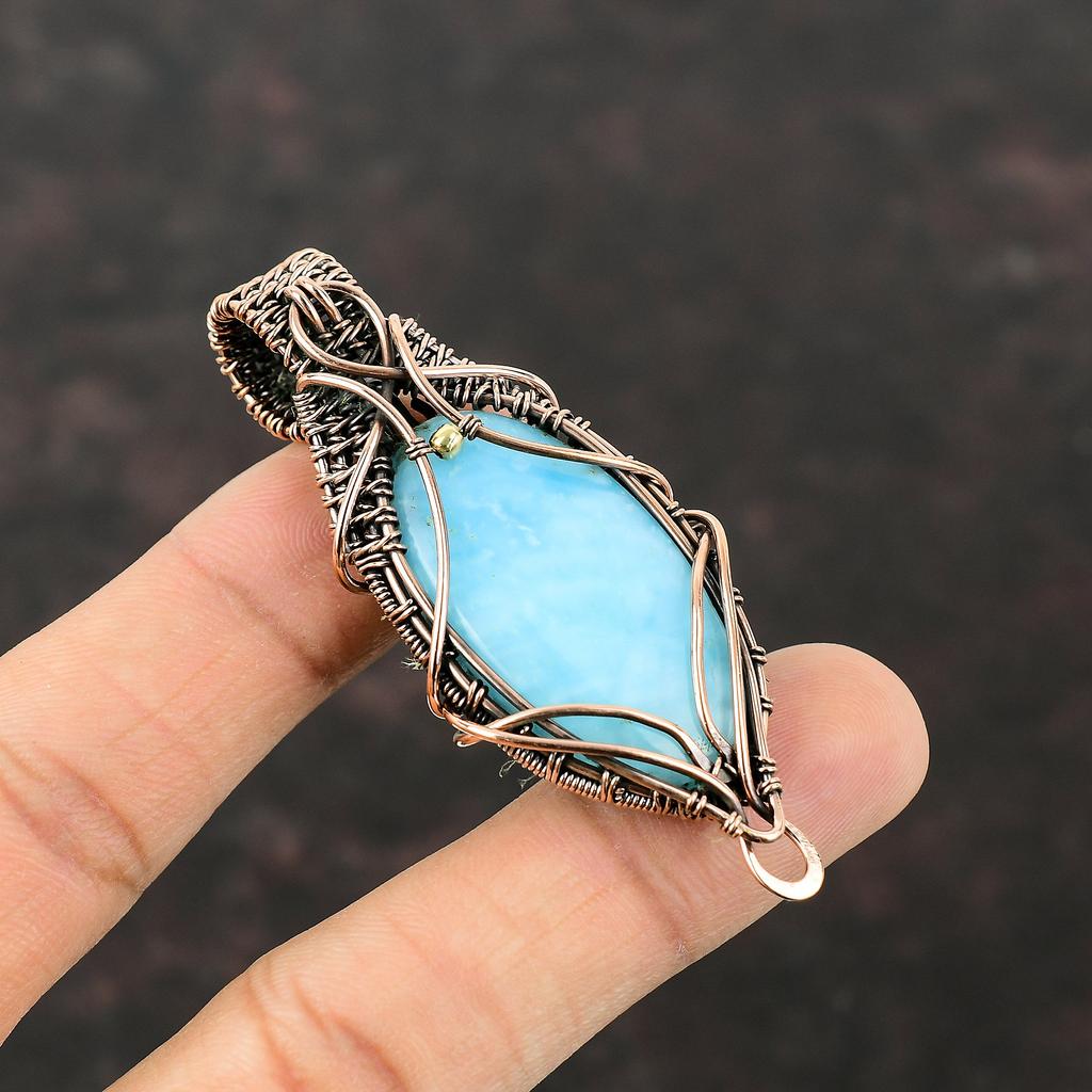Hemimorphite Pendant Copper Wire Wrapped Gemstone Pendant Wire Wrap Jewelry Pendant For Women Handmade Pendant Copper Jewelry Gift For Him