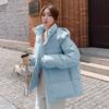 New Cotton-padded Jacket Women's Short Loose Detachable Hat Winter Plus Size Bread Coat Coat.