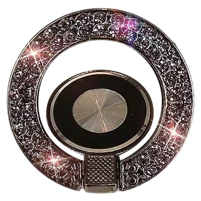 Cell Phone Ring Holder Kickstand Round Metal Rhinestones Finger Grip Loop