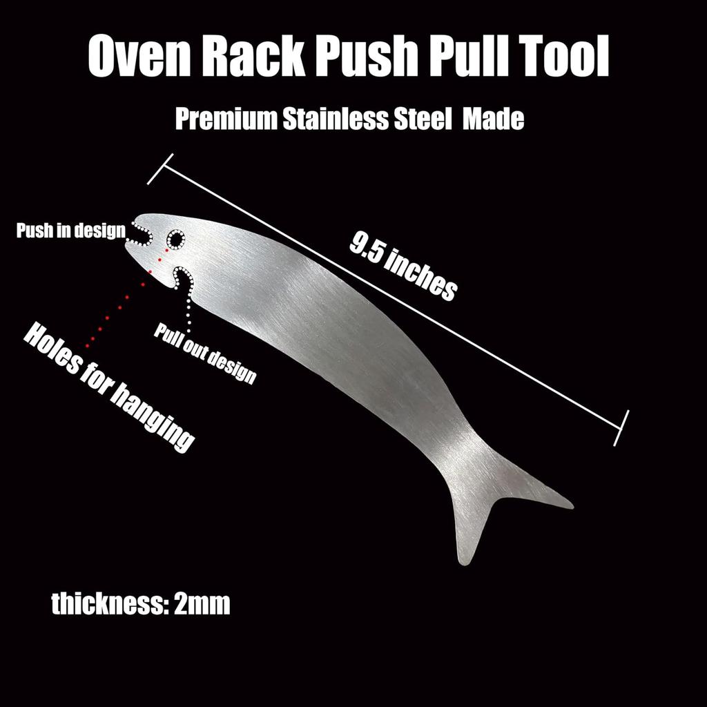 Stainless Steel Oven Rack Puller, 9.5 in Push Pull Tool for Air Fryer, Toaster Ovens, Kitchen Ovens/Essential Kitchen Gadget for Small Appliances