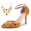 Large Size Tassel Rhinestone Wedding Shoes 9 Thin Heel Pointed Sandals Luxury Rhinestone Wedding Shoes