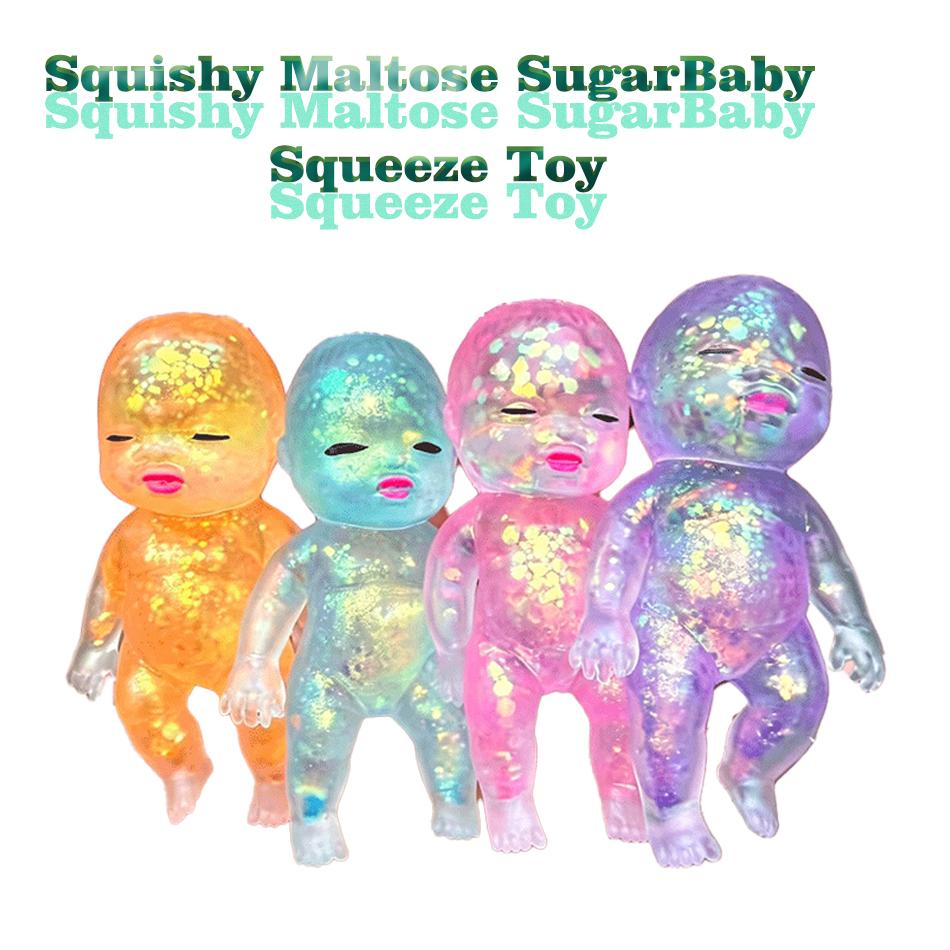 Squishy Maltose Sugar Baby Squeeze Toy Kawaii Baby Stretchable Slow Rising Fidget Toy for Adults Stress Anxiety Relief Gifts