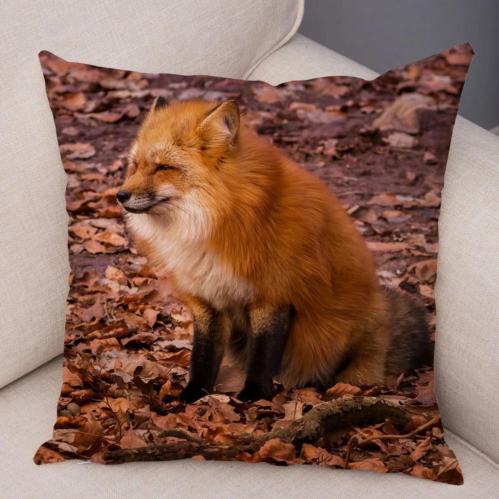 Милая наволочка с изображением дикой лисы для офиса, гостиной, автомобиля, украшения для дома, наволочка