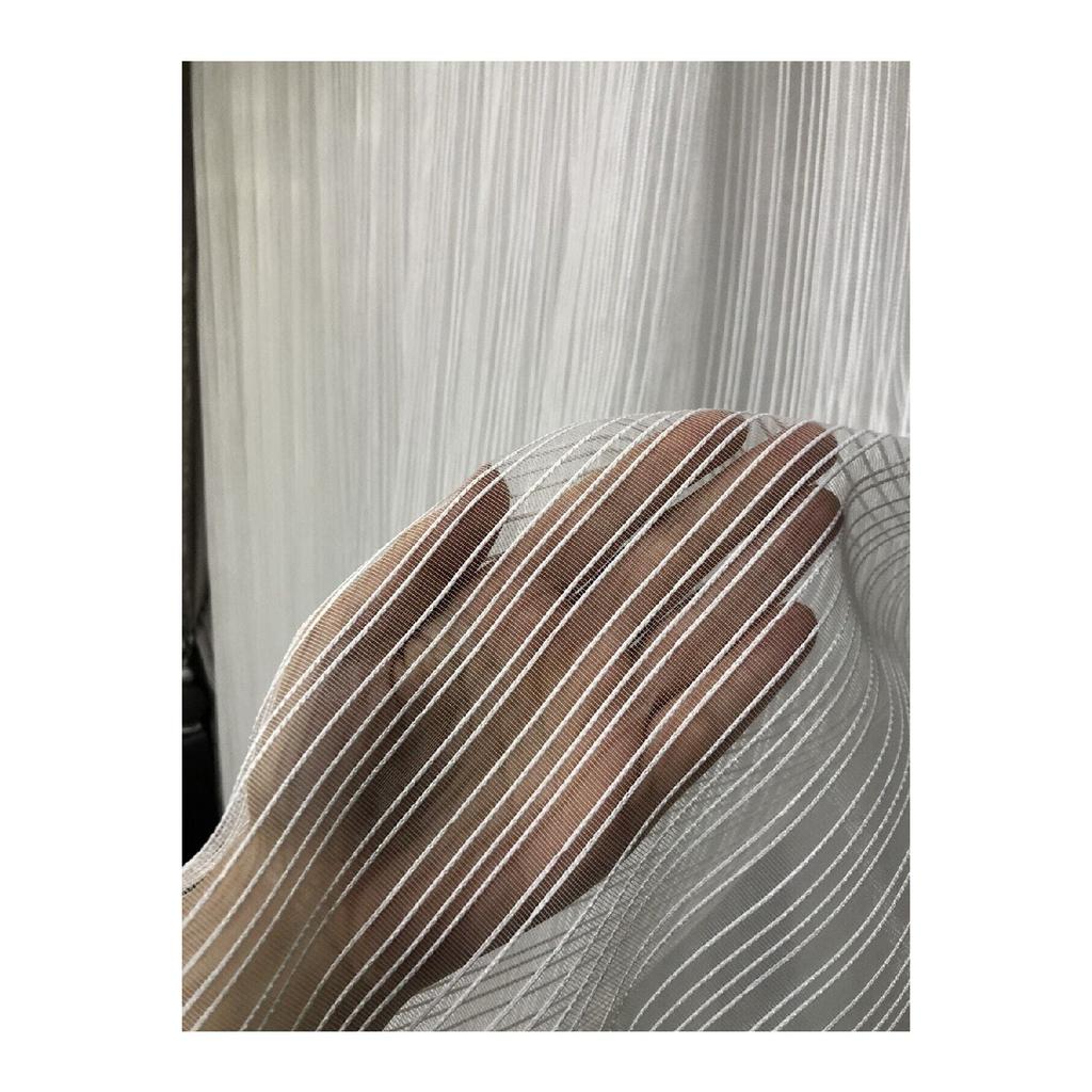 Полосатая Тюлевая Занавеска 1/3 Частый Ворс