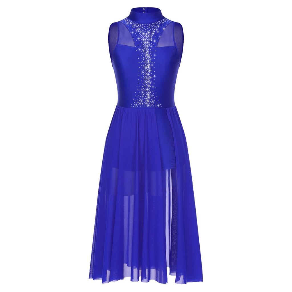 Женское асимметричное балетное платье со стразами, лирические современные танцевальные костюмы, сценическое трико, платье