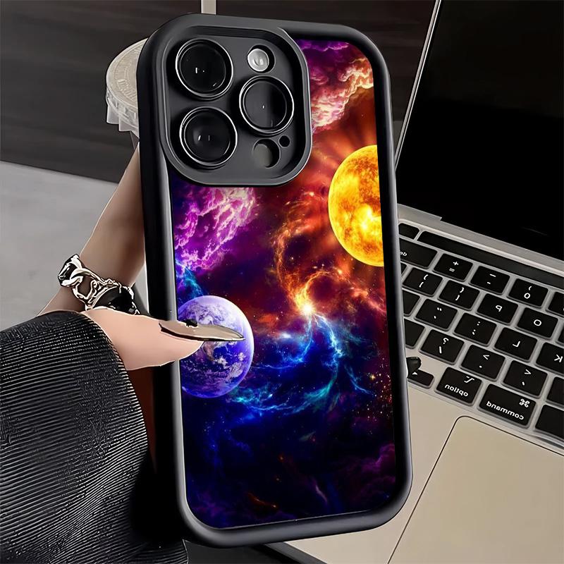 Чехол для телефона iPhone 17 Air 16E 15 16 Pro Max Земля Звезды Космос Вселенная Чехол 14 Plus 13 12 Mini Мягкий Силиконовый Fundas