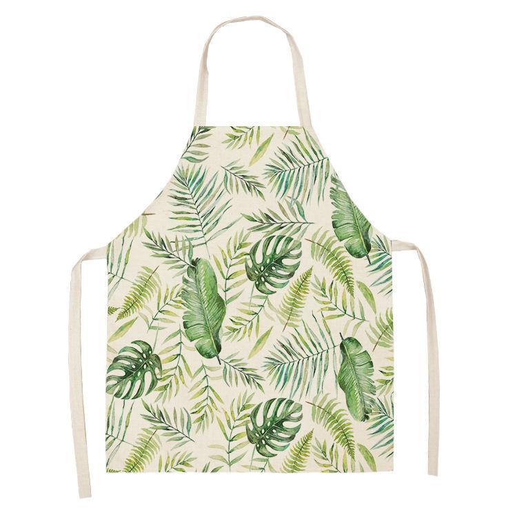 Tropical Plants Kitchen Aprons For Women Home Flower Baking Baking Cafe Cotton Linen Cleaning Aprons 38x47cm