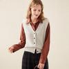 TUHUANG Women's Pure Wool V-Neck Knit Cardigan Vest