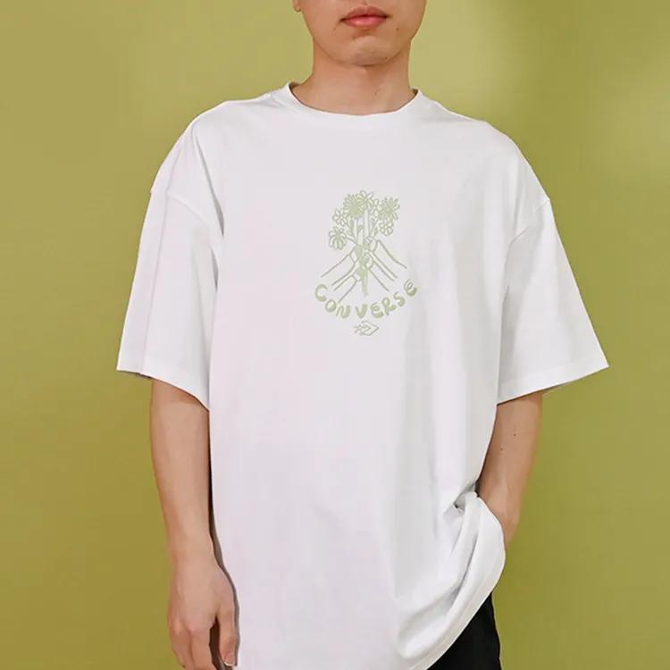 Converse T-Shirts Men's White Crew Neck Moderate Straight Fit (Unisex) T-Shirts 10024757 A02