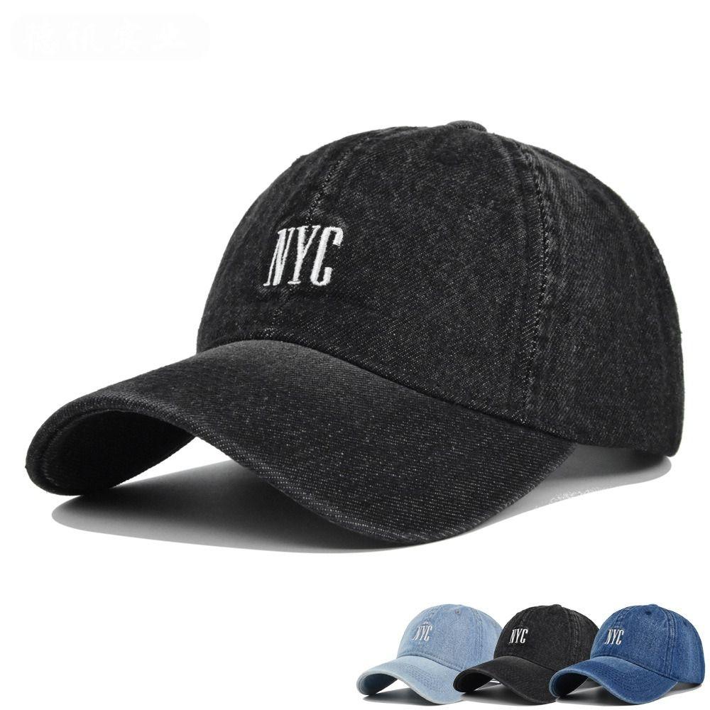 Distressed Denim Cap Adjustable Streetwear Hat Fashion NYC Embroidery Baseball Caps Unisex