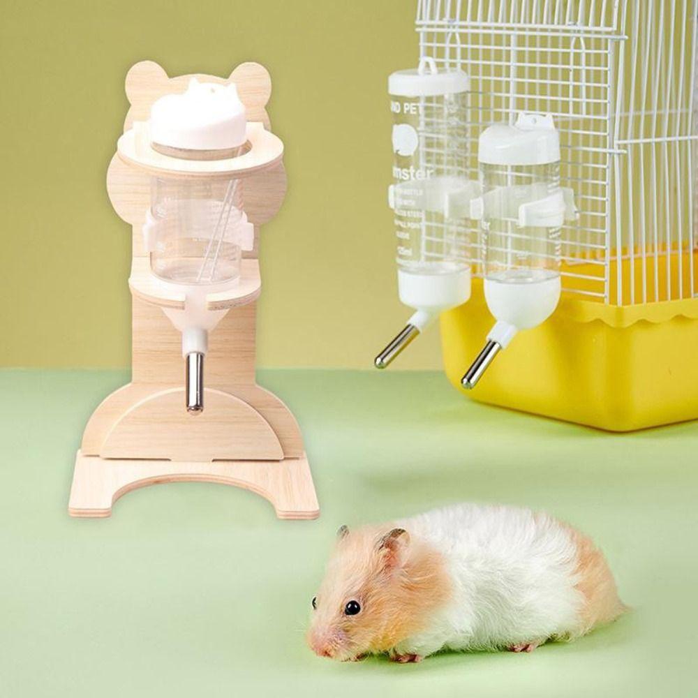 Wood Hamster Water Bottle Stand Freestanding Base Hamster Water Bottle Pet Habitat Accessories