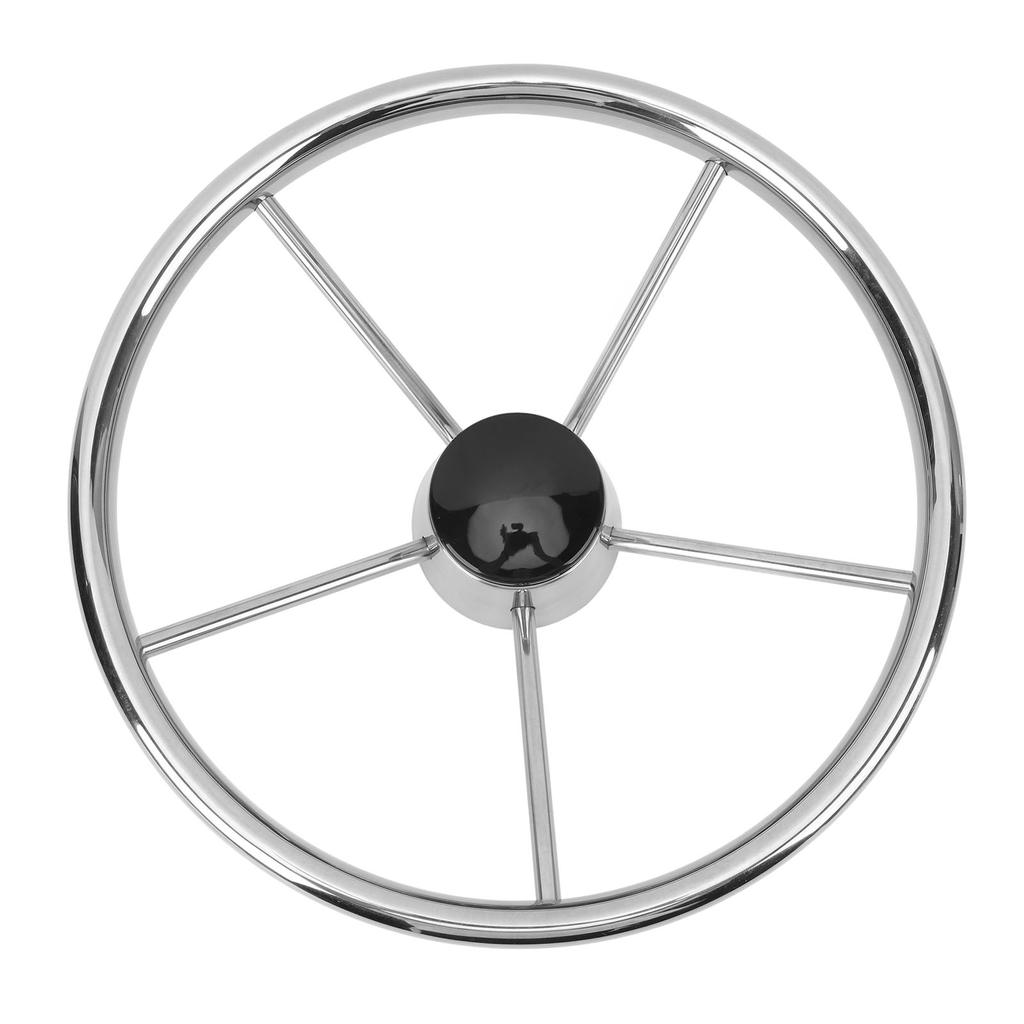 13 1 2 Inch Marine Steering Wheel 5 Spoke 25 Degree Stainless Steel Boat Steering Wheel with Center Cap and Grip for