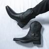 Осенне-зимние мужские ботинки Рыцарский джентльменский стиль Уличная мода высокого качества кожаная обувь 38-46 люкс Черный