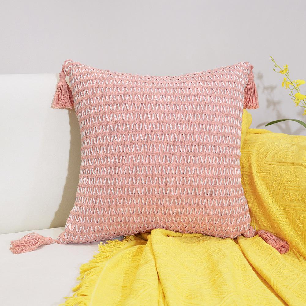 Подушка с жаккардовой бахромой, простая скандинавская утолщенная песочная декоративная подушка, наволочка для подушки