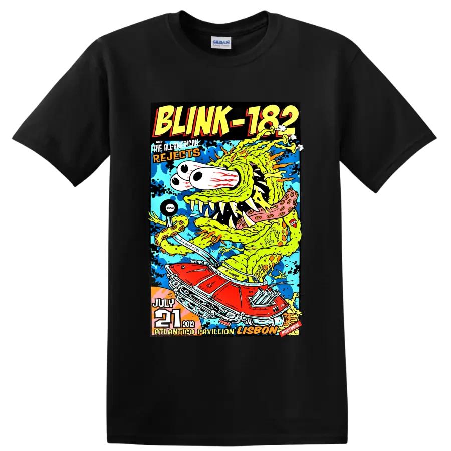 Blink 182 Punk Rock Band Concert T Shirt Colorful Cartoon Graphic Tee Gift Fan