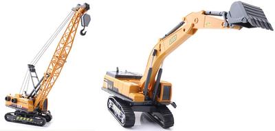 ALZEU Строительная техника Кран Экскаватор Caterpillar Модель песочницы Ручная игрушка Игра Строительная техника Рабочая техника Серия (Набор из 2 моделей)