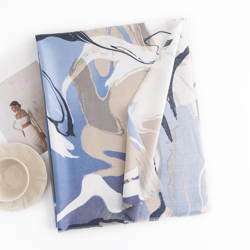 Fresh And Elegant Imitation Cashmere Scarf, Fashionable Commuting Color Blocking Neck Protection, Cold Resistant Scarf, High-End Feeling, Winter Warm