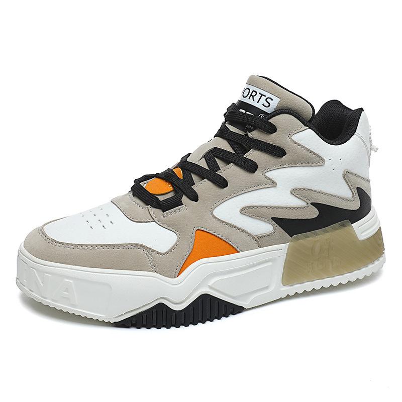 Spring new color matching mesh casual fashion round head high-top retro young men's shoes breathable