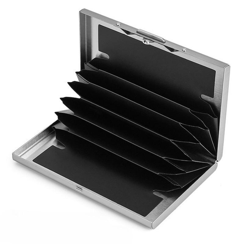 Алюминиевый держатель для кредитных карт с блокировкой RFID, металлический кошелек, тонкий чехол для карт, выдвижной карманный кошелек-защита для визиток, для мужчин и женщин