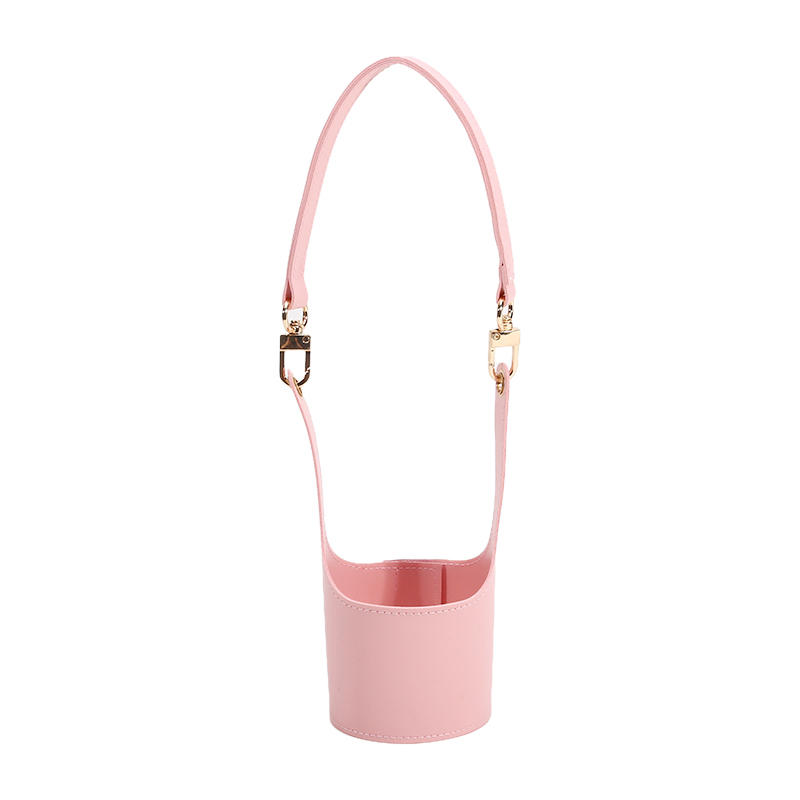 Portable Water Bottle Carrier with Detachable Strap Leather Coffee Cup Holder Bottle Protective Sleeve Bag for Outdoor Camping Travel