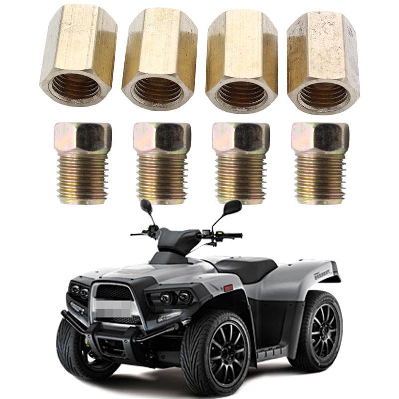 12Pcs 7/16 Inch-24 Threads Brake Union Fittings Assortment 4 Unions 8 Nuts Brake Line Connector for 1/4 Inch Steel Brake Line