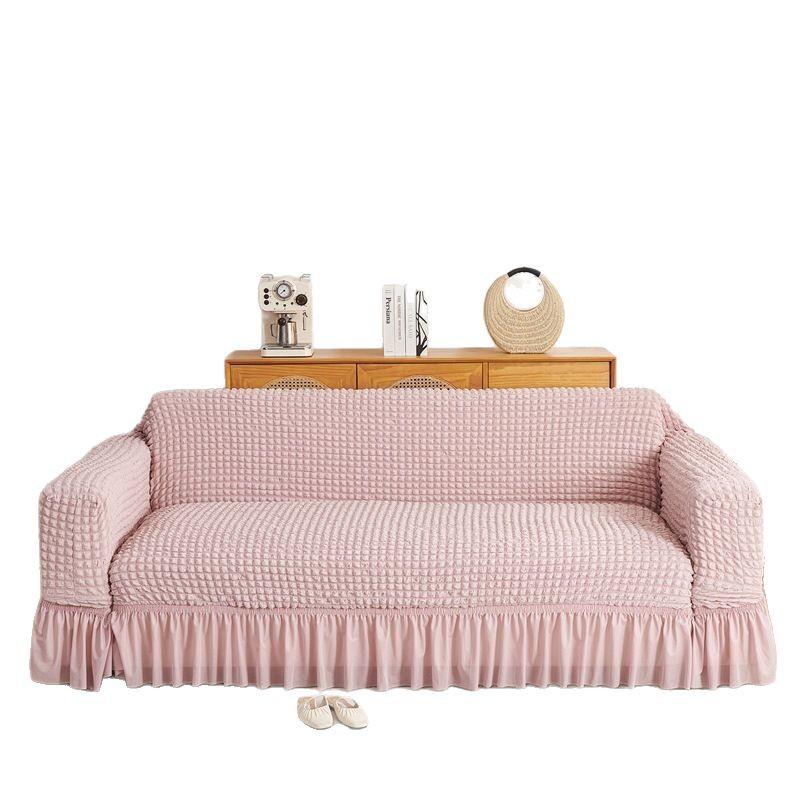 Чехол на диван нового стиля, модель с юбкой из сирса, всеобъемлющая накидка для всех сезонов, ленивый всеобъемлющий полный чехол, эластичный чехол