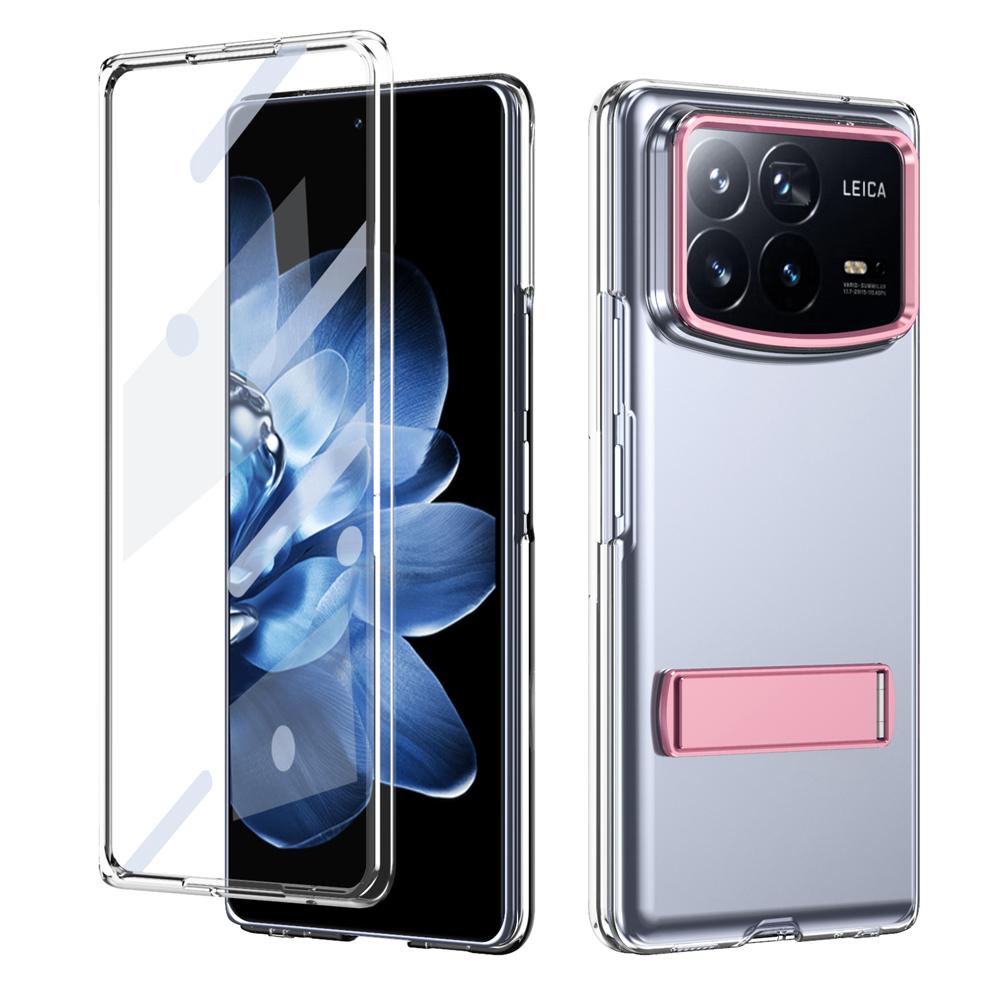 KEYSION Прозрачный чехол для Xiaomi MIX Fold 4 Hard PC Metal Kickstand Противоударный чехол для телефона с защитным стеклом для экрана
