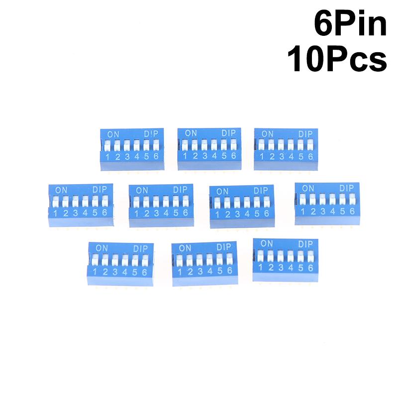 10Pcs Slide Type Switch Module 1 2 3 4 5 6 7 8 10Pin Dip Switch Kit 2.54Mm Toggle Switch Blue Snap Switches