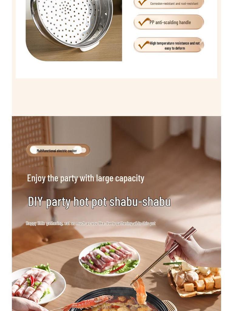 Многофункциональная электрическая кастрюля Rongshengda: Пароварка и кухонная плита «все в одном» для домашних кухонь