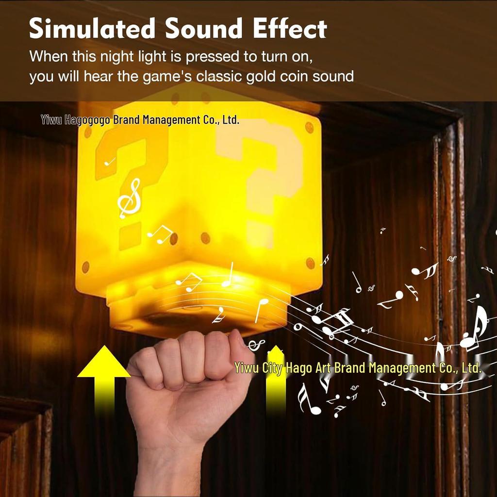 Mario Question Mark LED Night Light (USB, 10x10CM) for Bedroom & Dorm Atmosphere